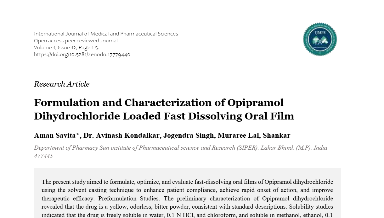 Formulation and Characterization of Opipramol Dihydrochloride Loaded ...