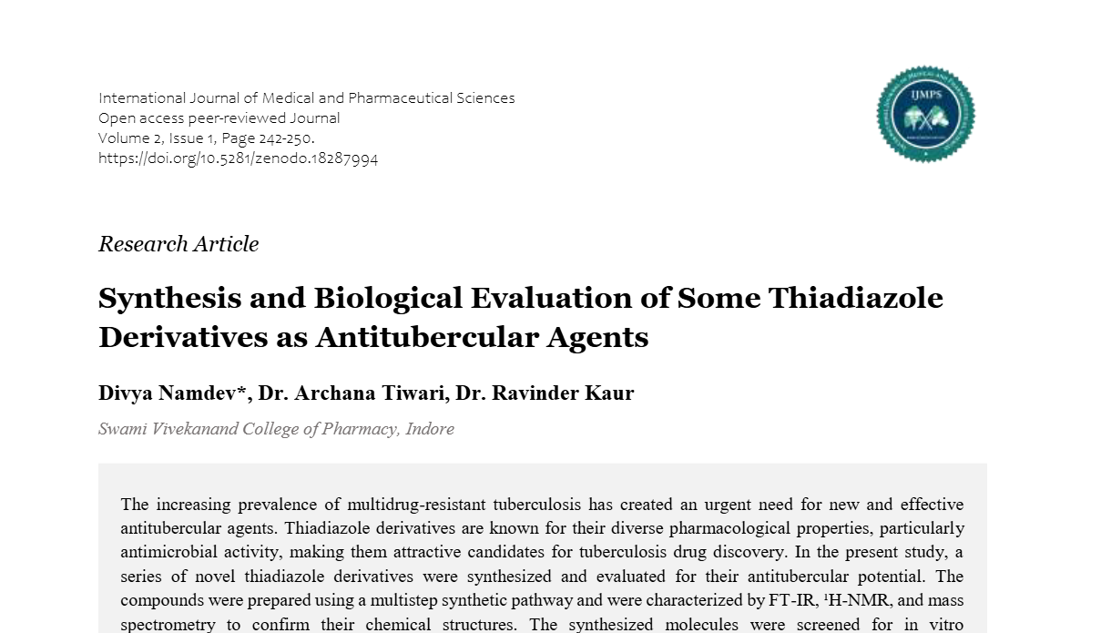 Synthesis and Biological Evaluation of Some Thiadiazole Derivatives as ...