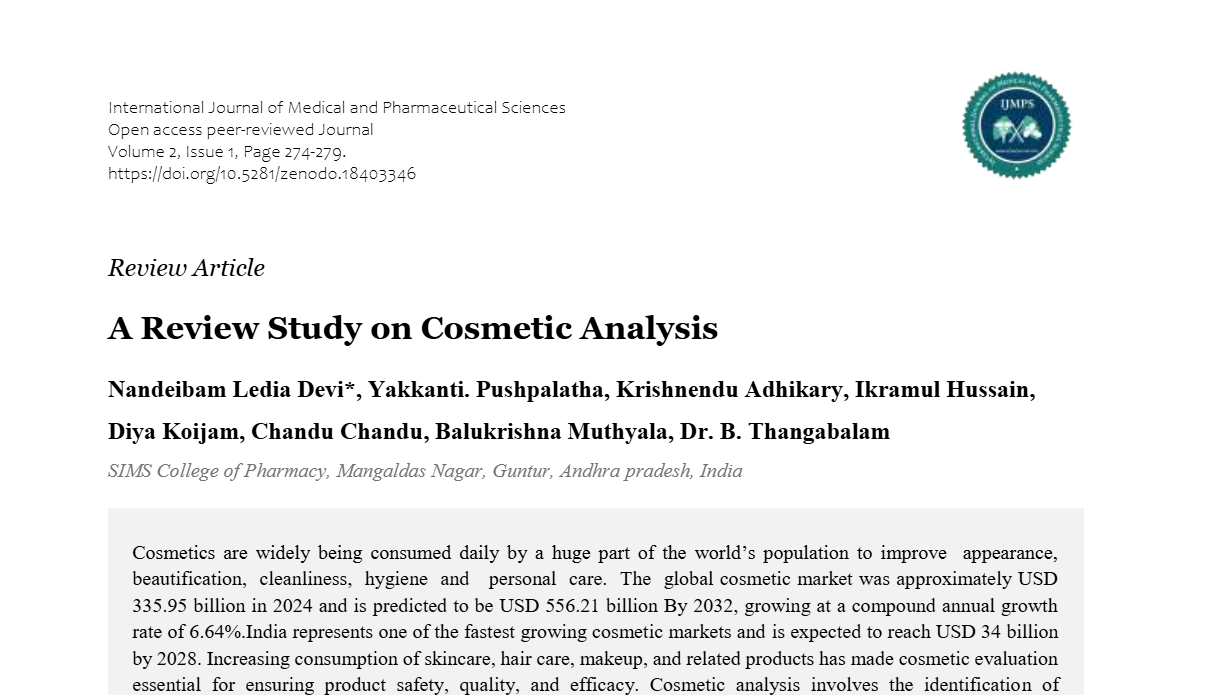 A Review Study on Cosmetic Analysis | IJMPS Journal