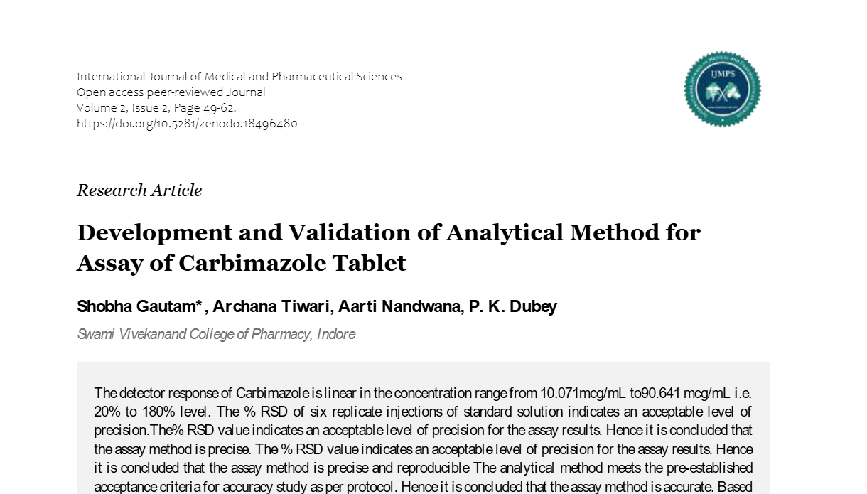 Development and Validation of Analytical Method for Assay of ...