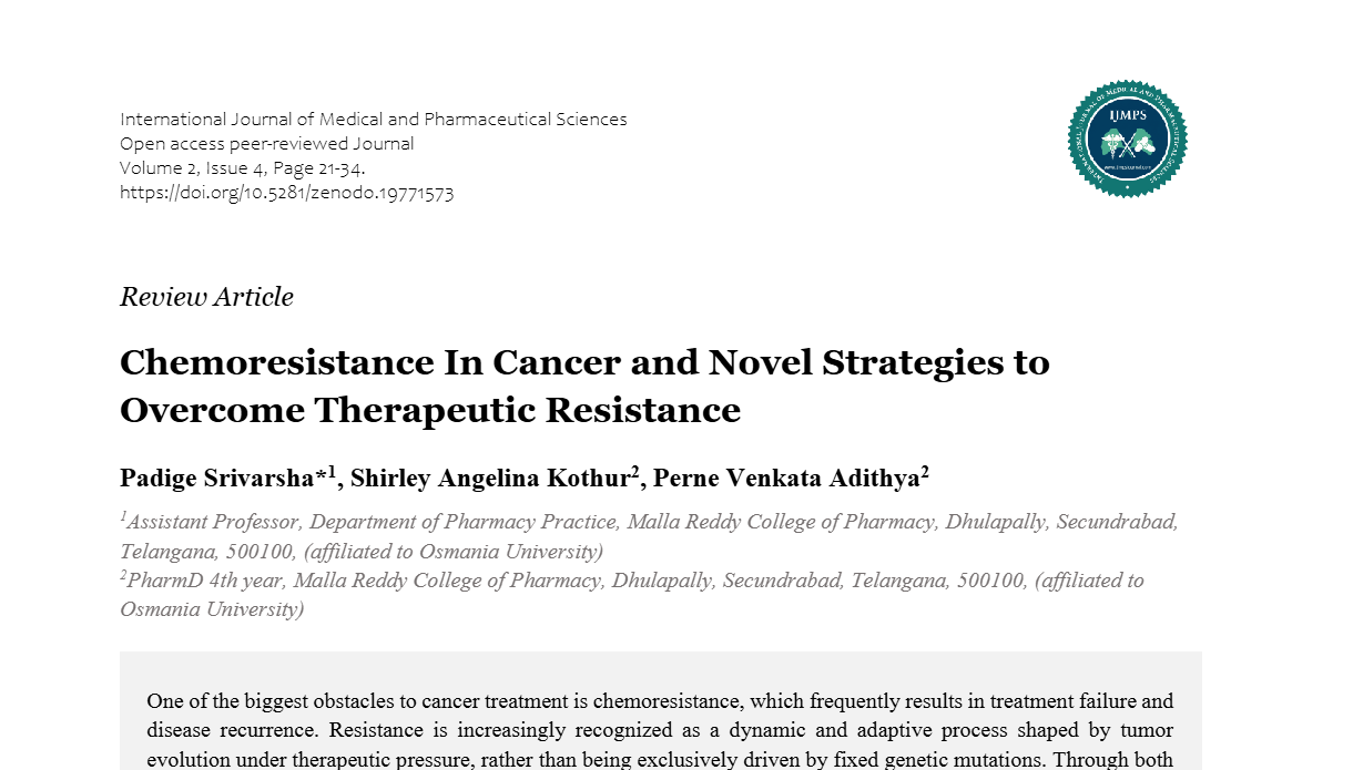 Chemoresistance In Cancer and Novel Strategies to Overcome Therapeutic ...