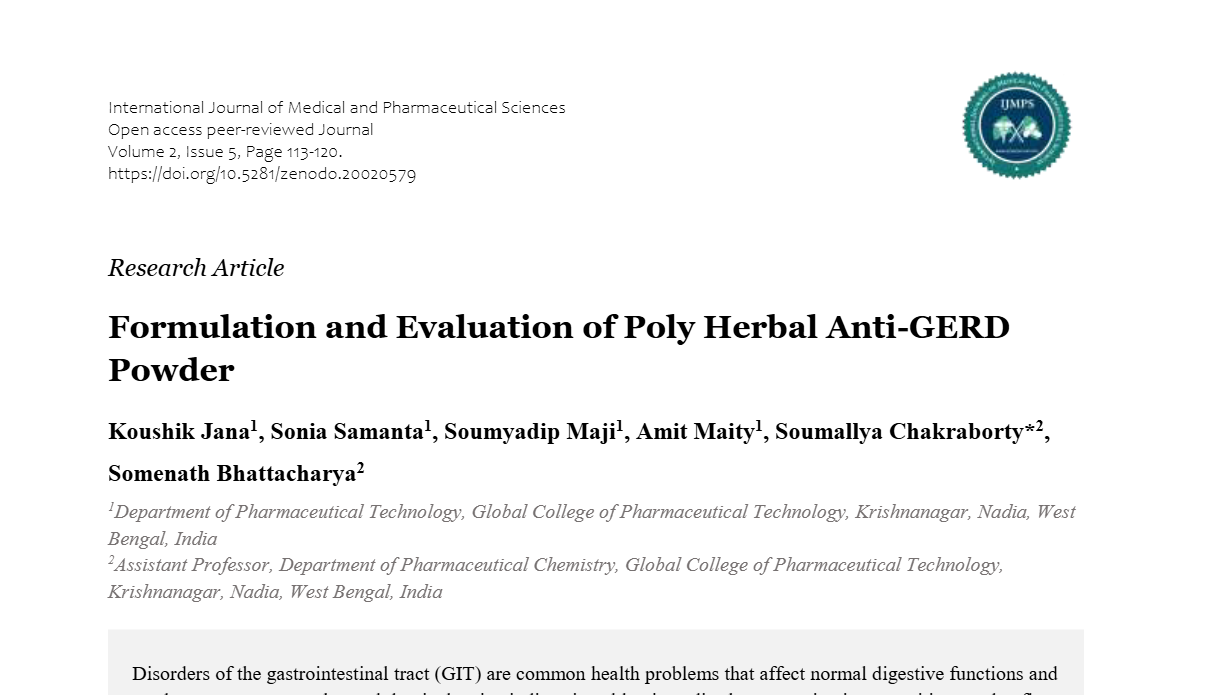 Formulation and Evaluation of Poly Herbal Anti-GERD Powder | IJMPS Journal