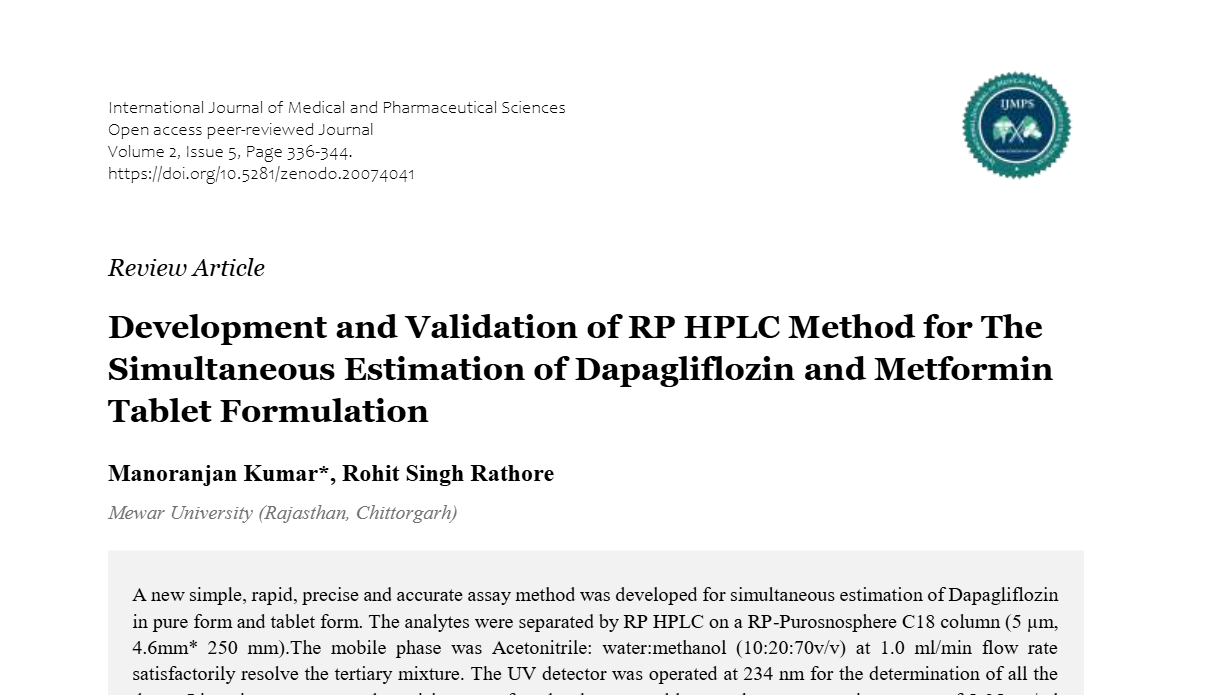 Development and Validation of RP HPLC Method for The Simultaneous ...