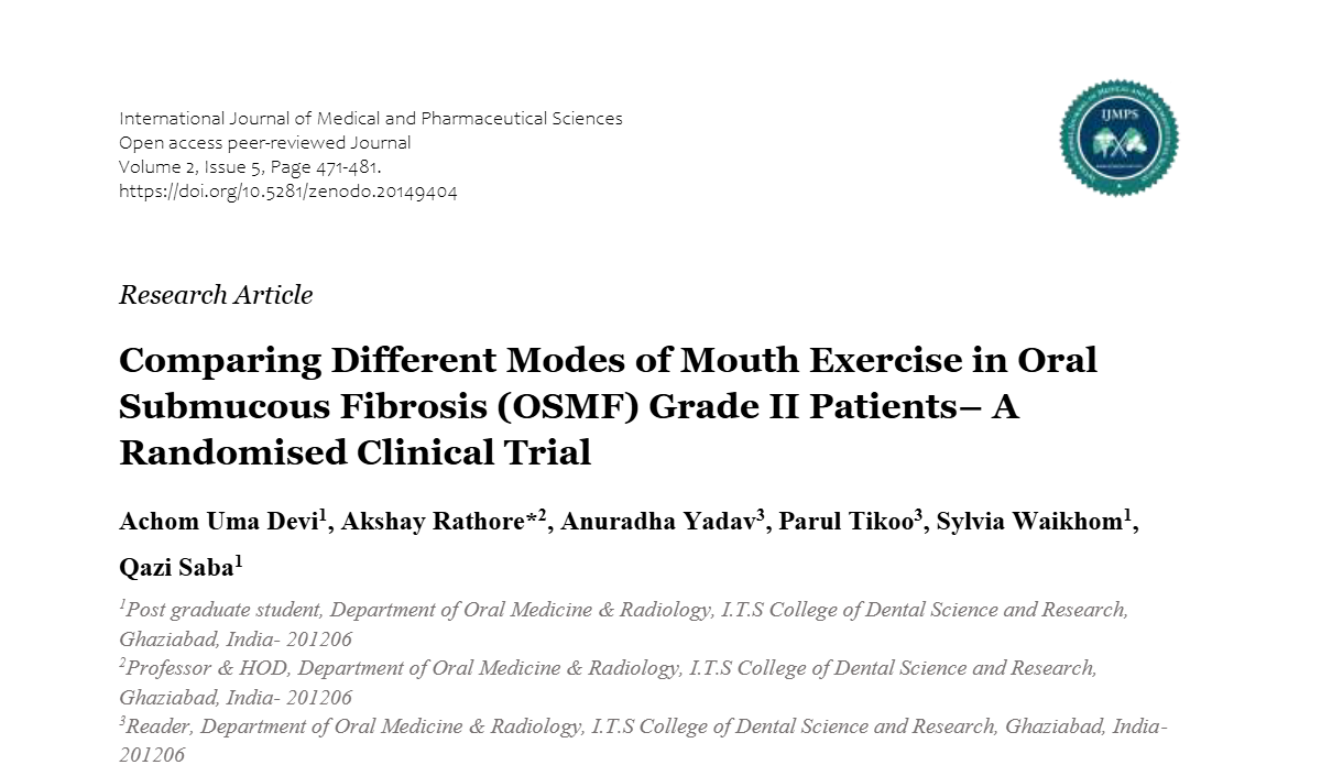 Comparing Different Modes of Mouth Exercise in Oral Submucous Fibrosis ...