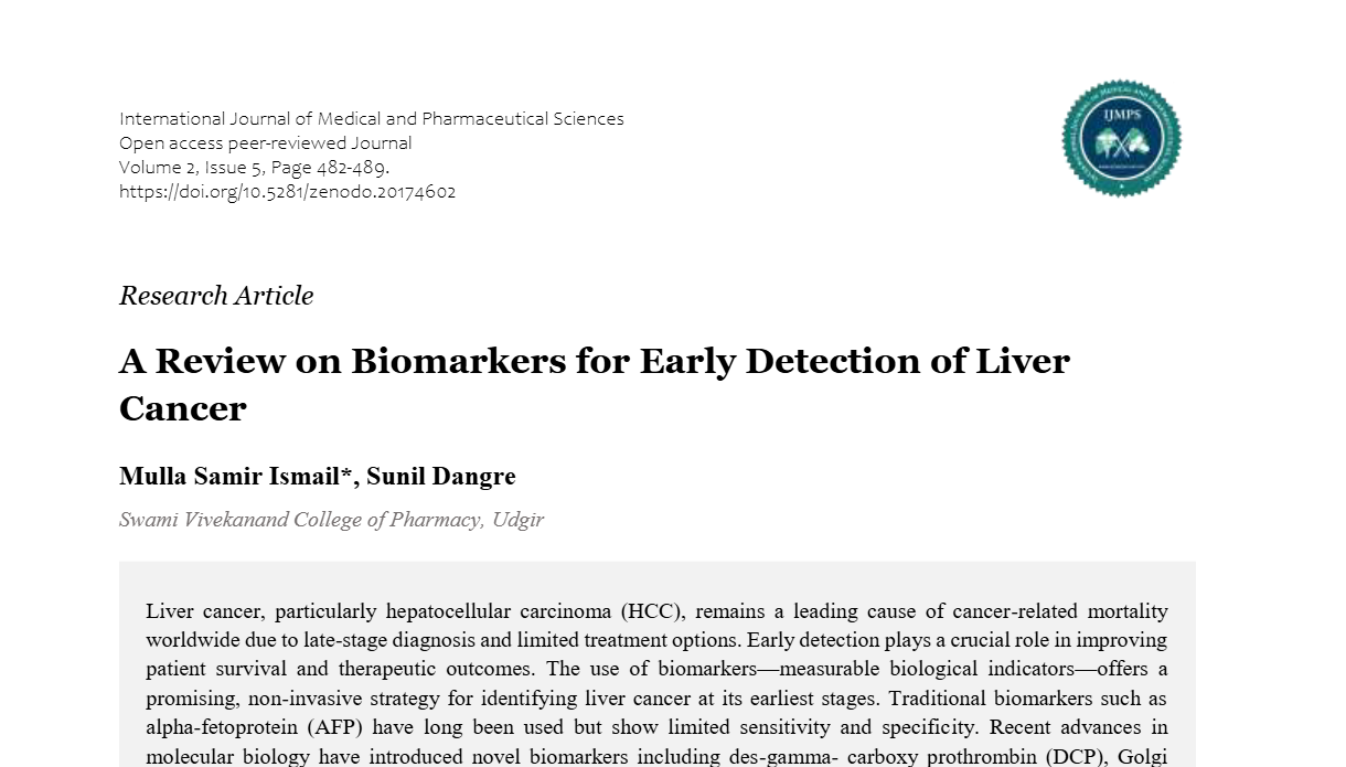 A Review on Biomarkers for Early Detection of Liver Cancer | IJMPS Journal